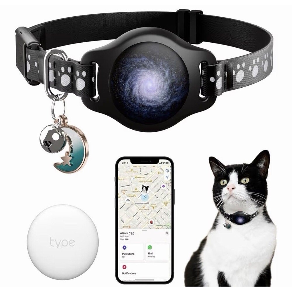 Cat Tracker Collar Waterproof Airtag Cat Collar with Finder Tag (iOS ONLY)